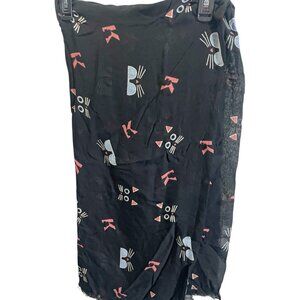 Karl Lagerfeld Black Cat Print Scarf Lightweight &‎ Stylish
